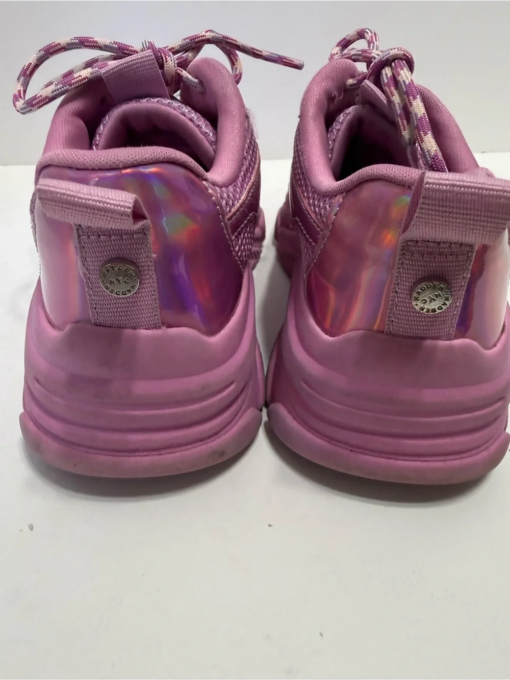 Steve Madden NYC Girl Dad Shoes Chunky Metallic Purple Sneakers Sz 1